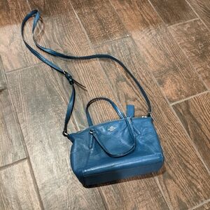 Blue Leather Coach Crossbody Purse